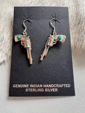 Native American Dangle Earrings with Turquoise Accent